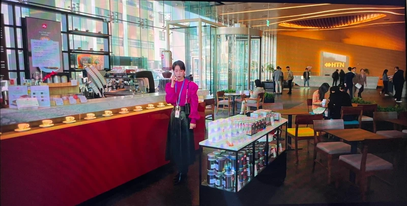 涎鎭上班電視台的一樓咖啡店(翻攝自Netflix) 涎鎭上班電視台的一樓咖啡店(翻攝自Netflix)