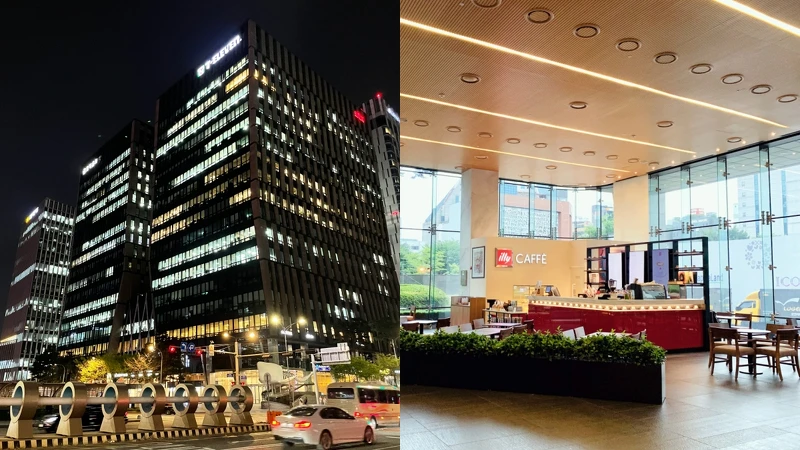 (左)Signature Tower外觀(Photo by Julia0、(右)illy CAFFÈ(取自Naver地圖) (左)Signature Tower外觀(Photo by Julia0、(右)illy CAFFÈ(取自Naver地圖)