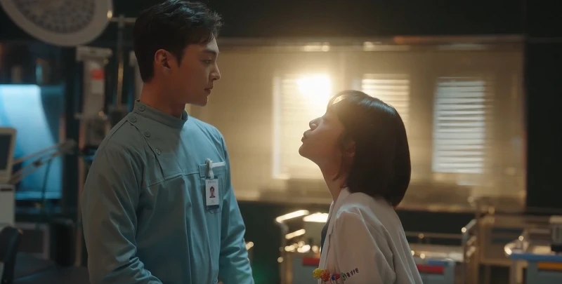 《浪漫醫生金師傅3》尹雅琳(右)偏鄉服務離院一週,回來時向朴恩卓(左)索吻 《浪漫醫生金師傅3》尹雅琳(右)偏鄉服務離院一週,回來時向朴恩卓(左)索吻