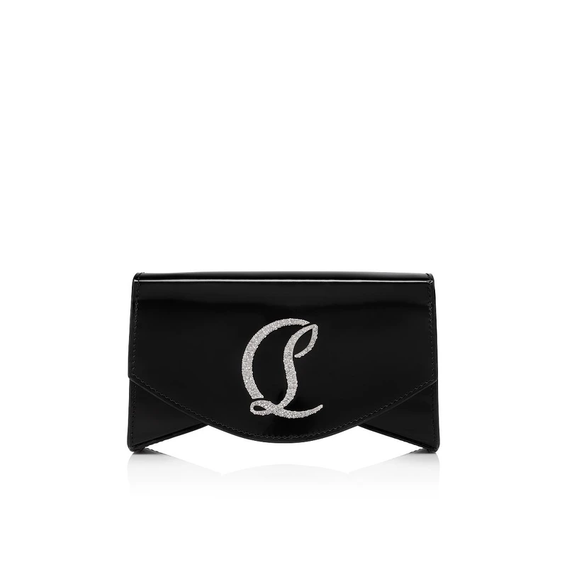 LOUBI54 CROSSBODY 水鑽Logo黑色漆皮手袋 NTD 70,100