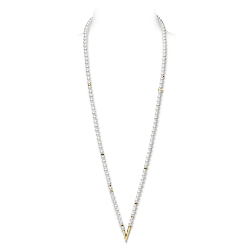 V Code系列18K 黃金珍珠項鍊，搭配日本 Akoya 珍珠約6.5mm ，參考價格NT$264,000