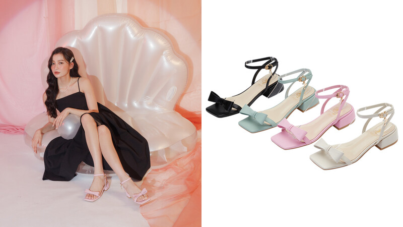 迪士尼小美人魚款浪漫蝴蝶結中跟涼鞋,售價NT$1,980 迪士尼小美人魚款浪漫蝴蝶結中跟涼鞋,售價NT$1,980