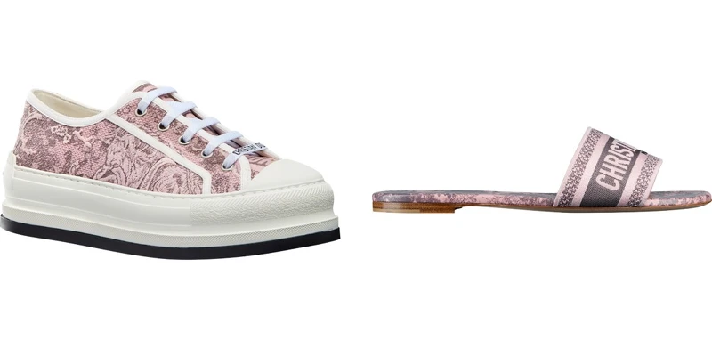 Dioriviera Toile de Jouy 紛紅色運動鞋,NT33,000、Dway Dioriviera粉紅色平底鞋,NT24,000 Dioriviera Toile de Jouy 紛紅色運動鞋,NT33,000、Dway Dioriviera粉紅色平底鞋,NT24,000