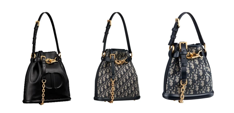 C’est Dior黑色小牛皮中型水桶包,NT120,000、黑色小牛皮拼接 OBLIQUE 中型水桶包,NT120,000、黑色小牛皮拼接 OBLIQUE小型水桶包,NT110,000。 C’est Dior黑色小牛皮中型水桶包,NT120,000、黑色小牛皮拼接 OBLIQUE 中型水桶包,NT120,000、黑色小牛皮拼接 OBLIQUE小型水桶包,NT110,000。