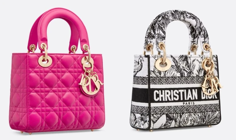 LADY DIOR MY ABCDIOR粉紅色羊皮包小款,NT165,000、LADY D-LITE Toile de Jouy Voyage 刺繡包,NT145,000 LADY DIOR MY ABCDIOR粉紅色羊皮包小款,NT165,000、LADY D-LITE Toile de Jouy Voyage 刺繡包,NT145,000