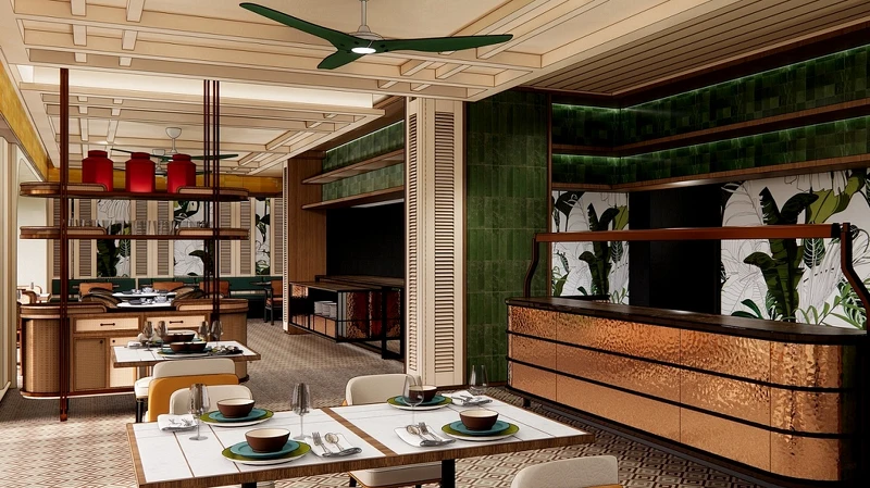 餐廳空間充滿殖民風格