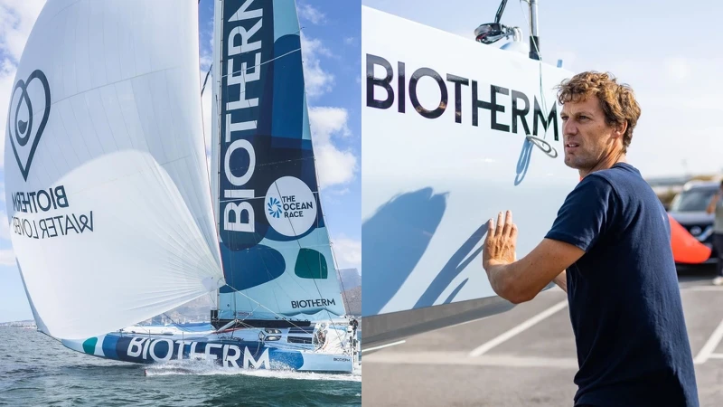 碧兒泉航向永續帆船形象圖與國際知名帆船選手Paul Meilhat。