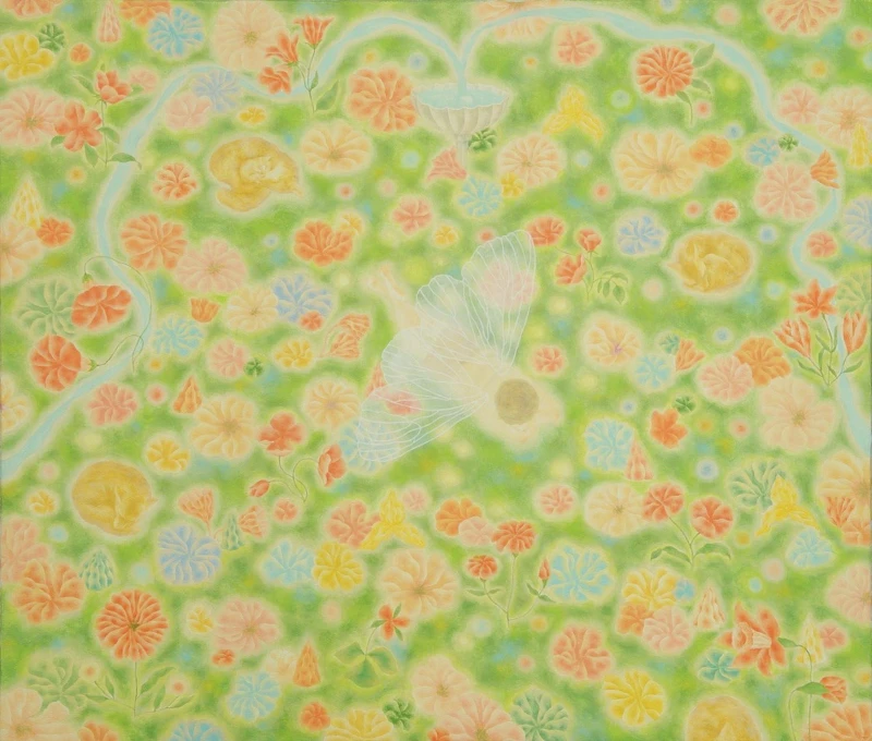 邱君婷 天使之泉 壓克力、畫布 53×45.5cm,2022。 邱君婷 天使之泉 壓克力、畫布 53×45.5cm,2022。