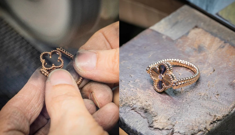 雙面戒指在環環緊扣的繁複工序下誕生,展現珠寶的典雅氣韻和百變魅力,延續世家可轉換式作品的傳統。 雙面戒指在環環緊扣的繁複工序下誕生,展現珠寶的典雅氣韻和百變魅力,延續世家可轉換式作品的傳統。