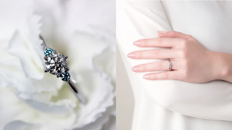 K.UNO將海洋元素融入鑽戒設計,打造出象徵碧海珠滴的Blu Puro訂婚鑽戒。 K.UNO將海洋元素融入鑽戒設計,打造出象徵碧海珠滴的Blu Puro訂婚鑽戒。