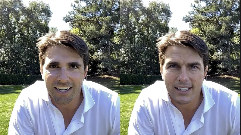 湯姆．克魯斯（左：Deepfakes、右：原圖）