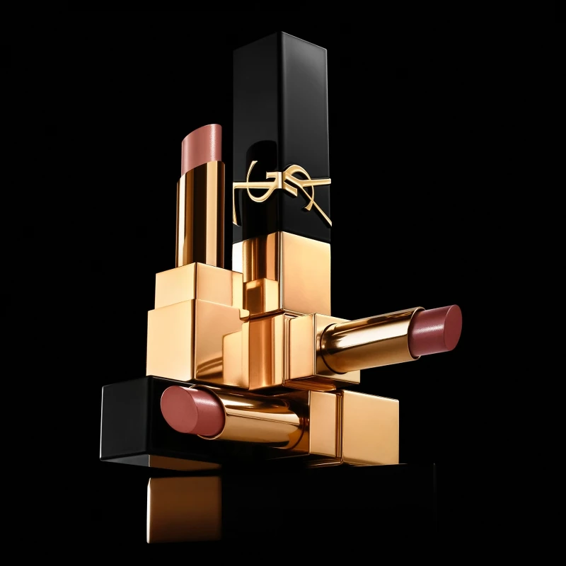YSL奢華緞面釉惑唇膏赤裸宣言系列情境圖。