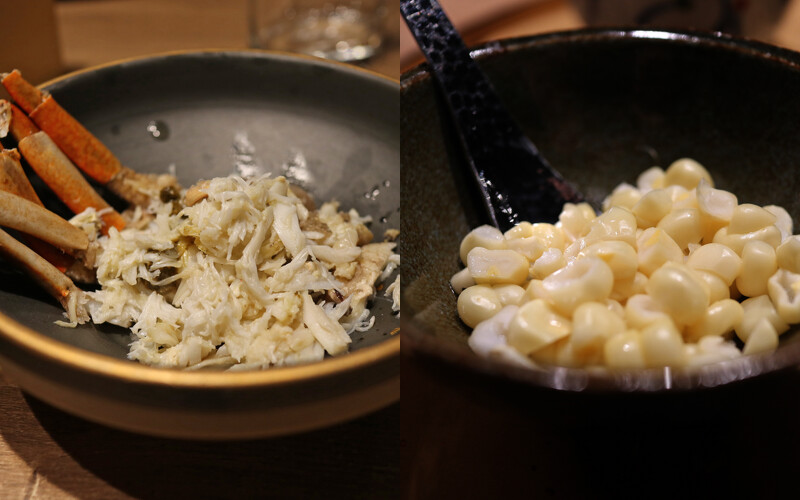 玉米、蟹肉服務人員都會悉心處理後再端上。 玉米、蟹肉服務人員都會悉心處理後再端上。