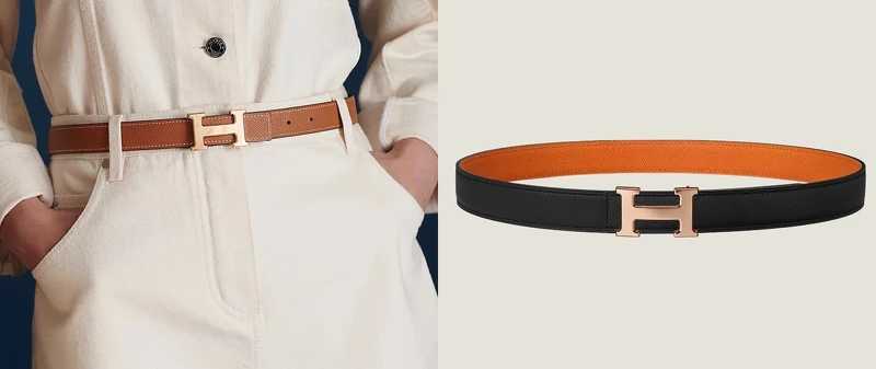Hermès愛馬仕 mini H皮帶釦 & 雙面皮腰帶24mm NT$23,300。 Hermès愛馬仕 mini H皮帶釦 & 雙面皮腰帶24mm NT$23,300。