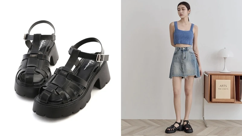 D+AF輕量厚底編織羅馬涼鞋NT$1,280。