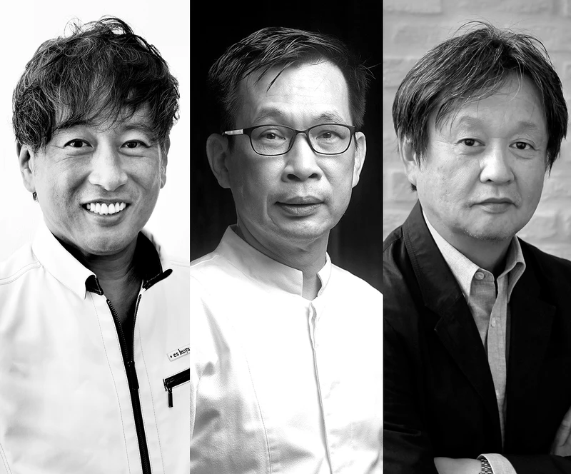 左為小山進主廚，中為簡天才主廚，右為設計大師深澤直人。