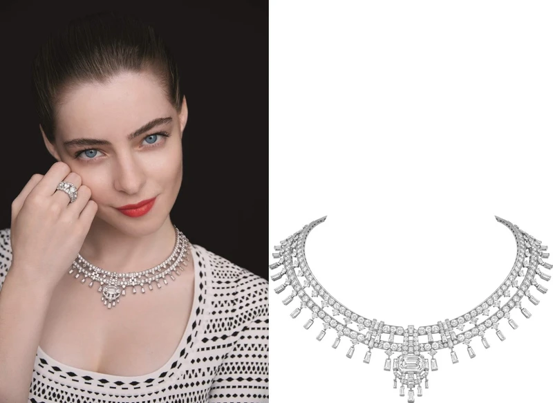 Fabulous Fifties項鍊,白k金、一顆重10.06克拉祖母綠切割dif級2a型鑽石、鑽石。Chemin De Diamants戒指,白K金、一顆重1.21克拉圓形切割EVVS2級鑽石、鑽石。 Fabulous Fifties項鍊,白k金、一顆重10.06克拉祖母綠切割dif級2a型鑽石、鑽石。Chemin De Diamants戒指,白K金、一顆重1.21克拉圓形切割EVVS2級鑽石、鑽石。