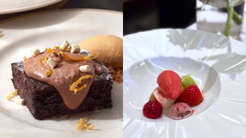 布朗尼、法國白桃水果雪酪