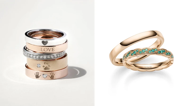 acredo特殊刻印戒指、acredo Forest Green 綠意系列婚戒。