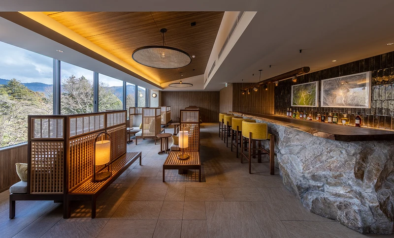 「馥府箱根（ふふ 箱根）」大廳空間。