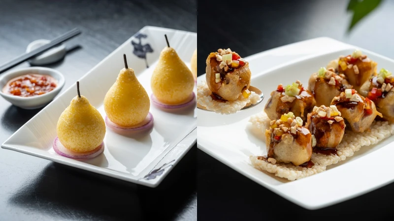 〈經典鮑魚鹹水角〉、〈宮保溏心鹿兒島和牛〉 〈經典鮑魚鹹水角〉、〈宮保溏心鹿兒島和牛〉