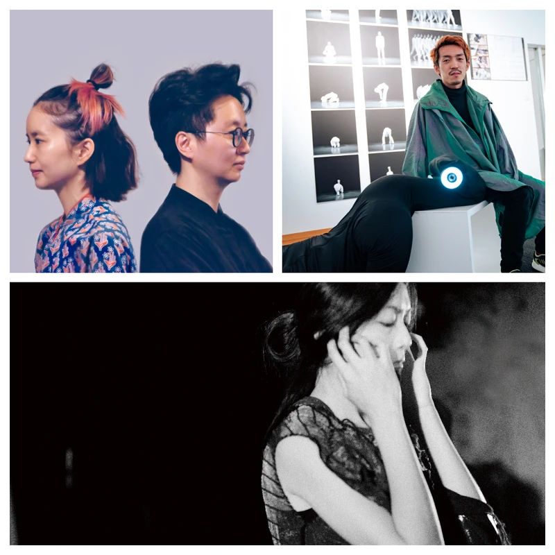 《玉山是一個處理器》由藝術組織lololol（左上圖）和來自東京的花形槙（右上圖），以及音樂藝術家王榆鈞（下圖）攜手合作。