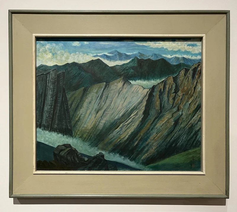 翁崑德〈山景（層層巒峰）〉1975。