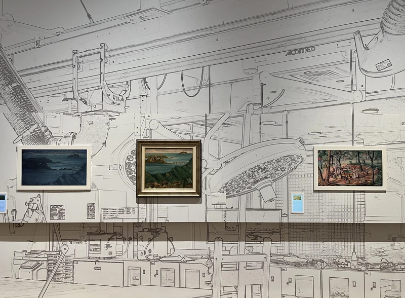 南美館以牆面展示修護室場景。