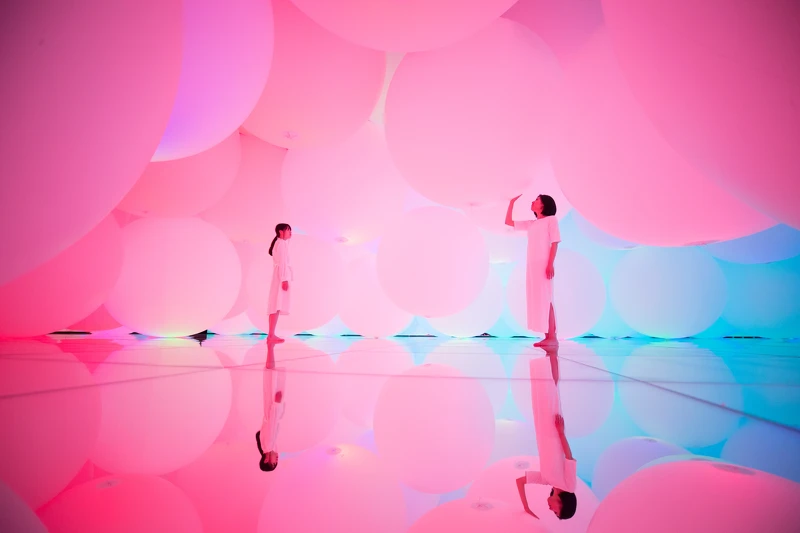 teamLab《變化的空間，擴張的立體存在 - 被平面化的3種顏色與曖昧的9種色彩》© teamLab