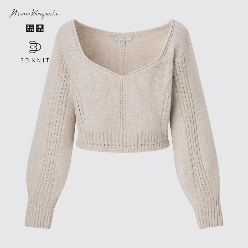 UNIQLO and Mame Kurogouchi 3D織法針織衫(長袖)NT$1290。