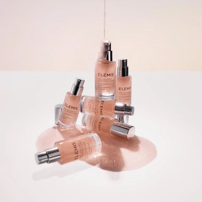 ELEMIS海洋膠原玫瑰微導精華產品情境圖。 ELEMIS海洋膠原玫瑰微導精華產品情境圖。