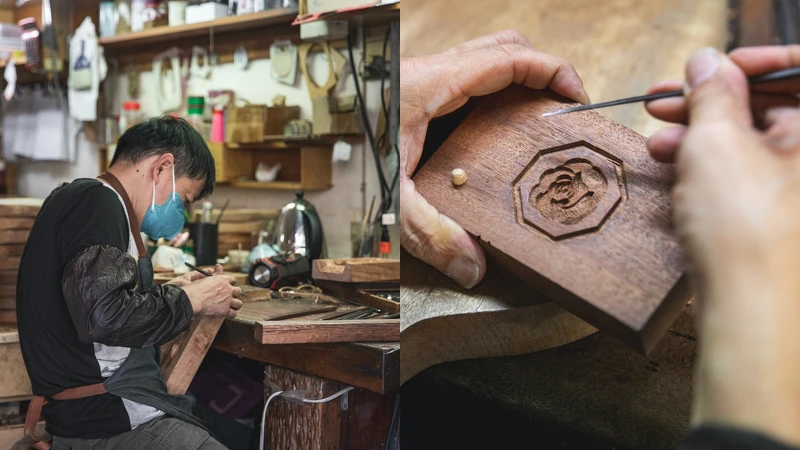 沅豐模具工作坊木雕師傅。 沅豐模具工作坊木雕師傅。