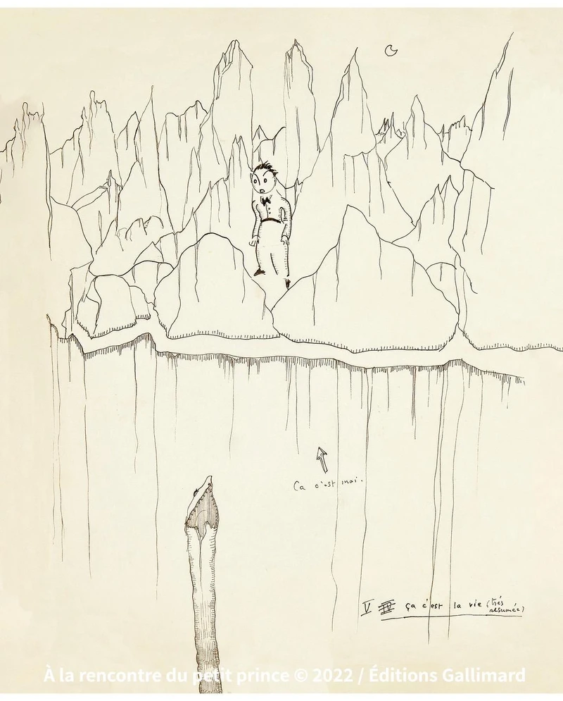 V 不切實際的生活意象：一條探向峭壁的蜿蜒道路和一隻蛇形怪物。大塊文化提供。