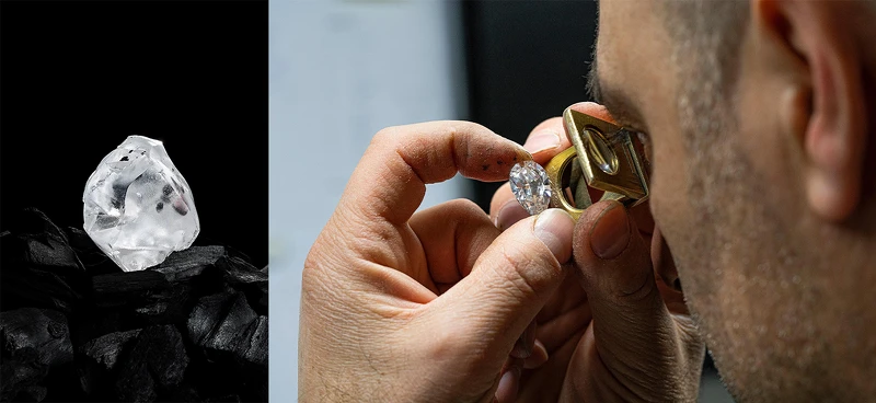 ©IlanTaché_名為「Lesotho Legend」的原石；©IlanTaché_調校鑽石的切割面。