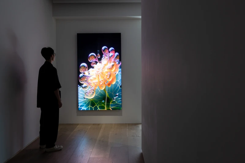 以數位人造生命為題，英國藝術家Markos Kay的〈非生物起源〉試圖透過創作生命探詢生命起源 ©忠泰美術館