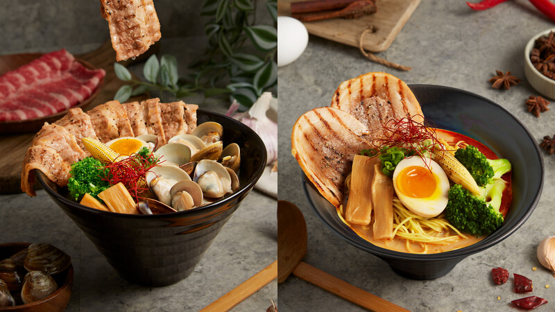 炙燒培根牛香蒜蛤蜊拉麵、川味炙燒牛拉麵 炙燒培根牛香蒜蛤蜊拉麵、川味炙燒牛拉麵