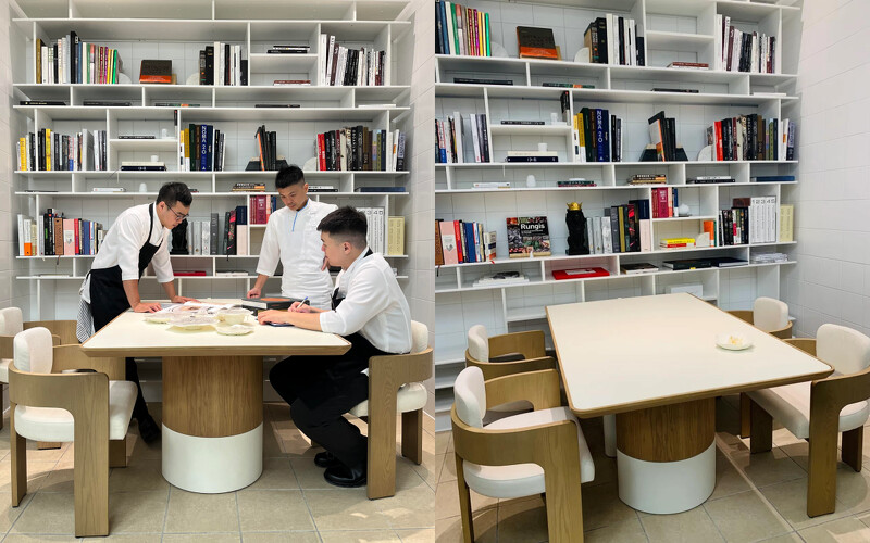 「Chef’s Table」就在廚房一角,能近距離感受餐廳的氛圍。 「Chef’s Table」就在廚房一角,能近距離感受餐廳的氛圍。