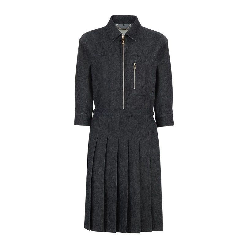 牛仔百褶造型洋裝