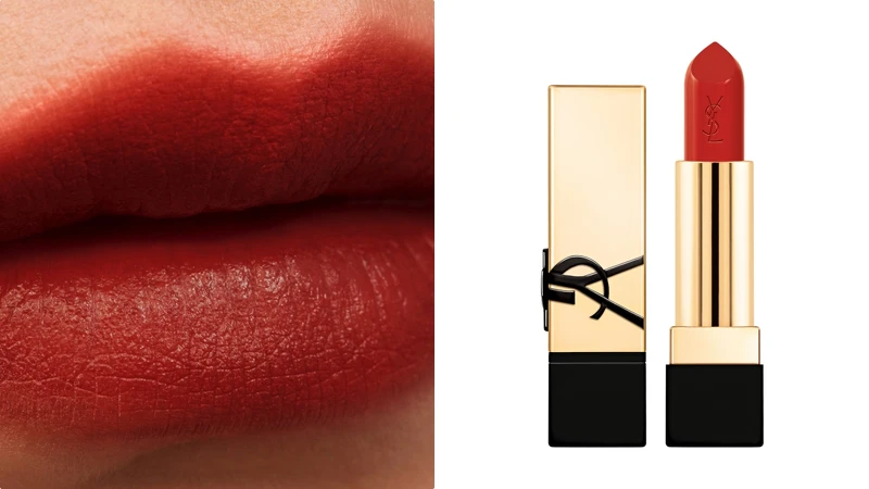 YSL奢華緞面唇膏(#R1966罌粟緋紅)，NT1,580。