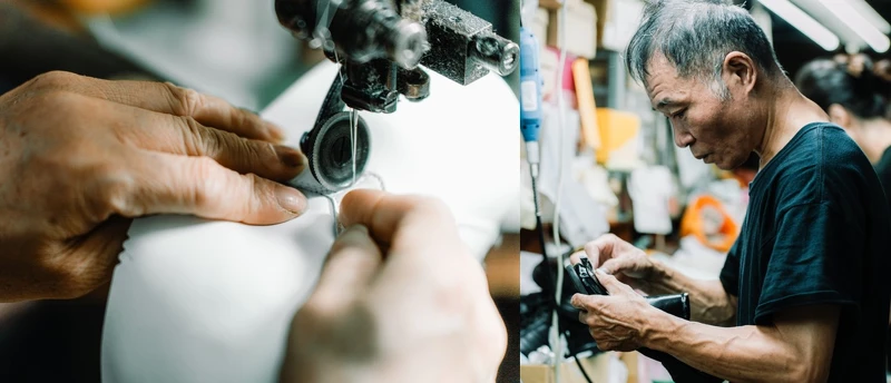 每一雙鞋子都是老師傅們的經驗累積，每一針、每一線都注入工匠師傅們的用心與堅持。