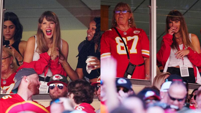 泰勒絲在場邊加油時情緒激動。 泰勒絲在場邊加油時情緒激動。