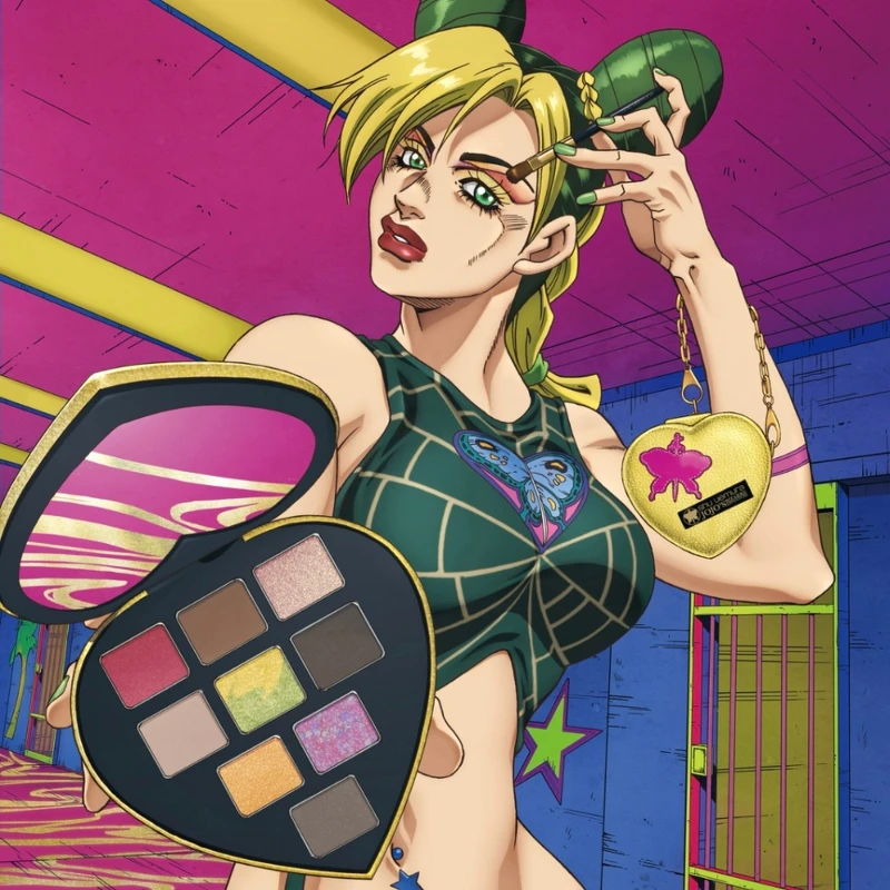 shu uemura植村秀X JOJO的奇妙冒險限量聯名彩妝石之海9色眼影盤插圖。 shu uemura植村秀X JOJO的奇妙冒險限量聯名彩妝石之海9色眼影盤插圖。