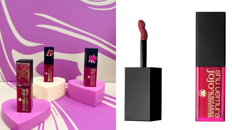 shu uemura植村秀X JOJO的奇妙冒險限量聯名彩妝無色限奶油緞光唇釉(共3色),NT1,200 shu uemura植村秀X JOJO的奇妙冒險限量聯名彩妝無色限奶油緞光唇釉(共3色),NT1,200