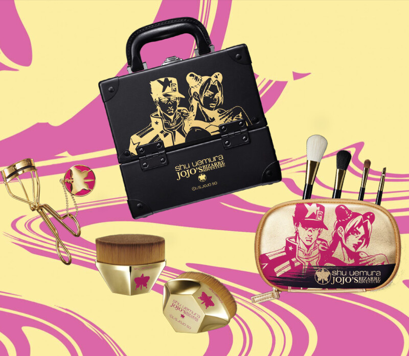 shu uemura植村秀X JOJO的奇妙冒險限量聯名彩妝睫毛夾NT650、#55零刷痕粉底刷NTD1,900、迷你刷具組NT2,000、彩妝箱NT9,500 shu uemura植村秀X JOJO的奇妙冒險限量聯名彩妝睫毛夾NT650、#55零刷痕粉底刷NTD1,900、迷你刷具組NT2,000、彩妝箱NT9,500
