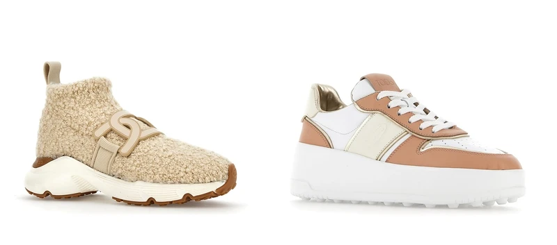 TOD’S Kate羊毛襪套式休閒鞋（NT$34,300）、TOD’S拼接材質休閒鞋（NT$29,500）