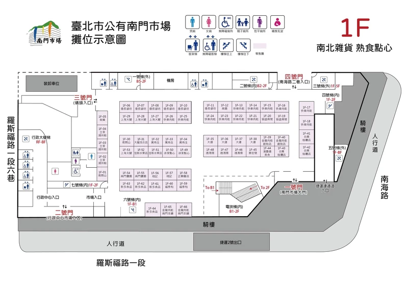南門市場1樓販售南北雜貨及熟食點心