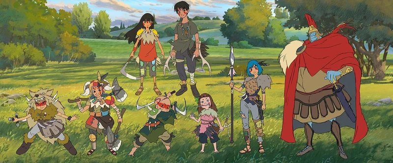 電影《BIG》中七位飾演病童的演員在動畫中化身小勇士，奮力對抗惡魔軍團（右1），圖為主要角色的動畫設計。