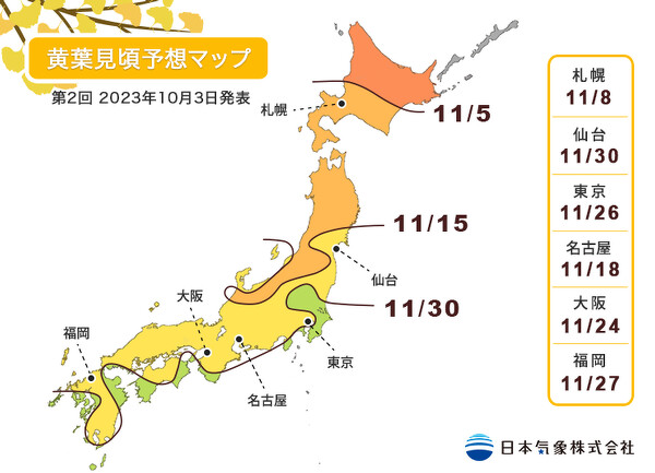 2023日本銀杏最佳觀賞日期出爐 2023日本銀杏最佳觀賞日期出爐