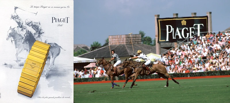 1986年伯爵PIAGET Polo系列腕錶廣告;品牌鼎力贊助佛羅里達州西棕櫚灘馬球場舉辦的馬球世界杯 1986年伯爵PIAGET Polo系列腕錶廣告;品牌鼎力贊助佛羅里達州西棕櫚灘馬球場舉辦的馬球世界杯