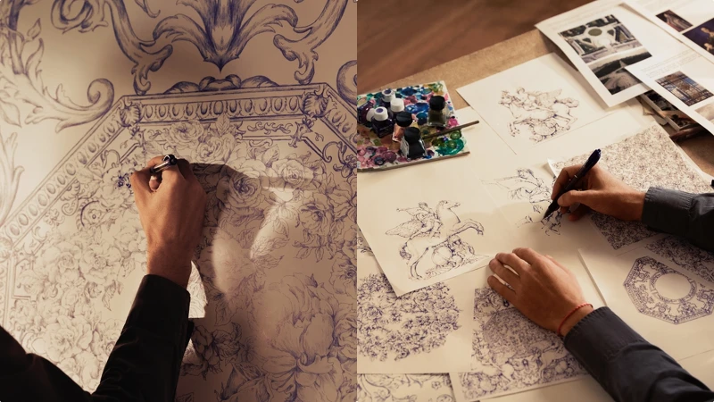 2023迪奧杜樂麗皇家花園聖誕圖騰製作花絮。